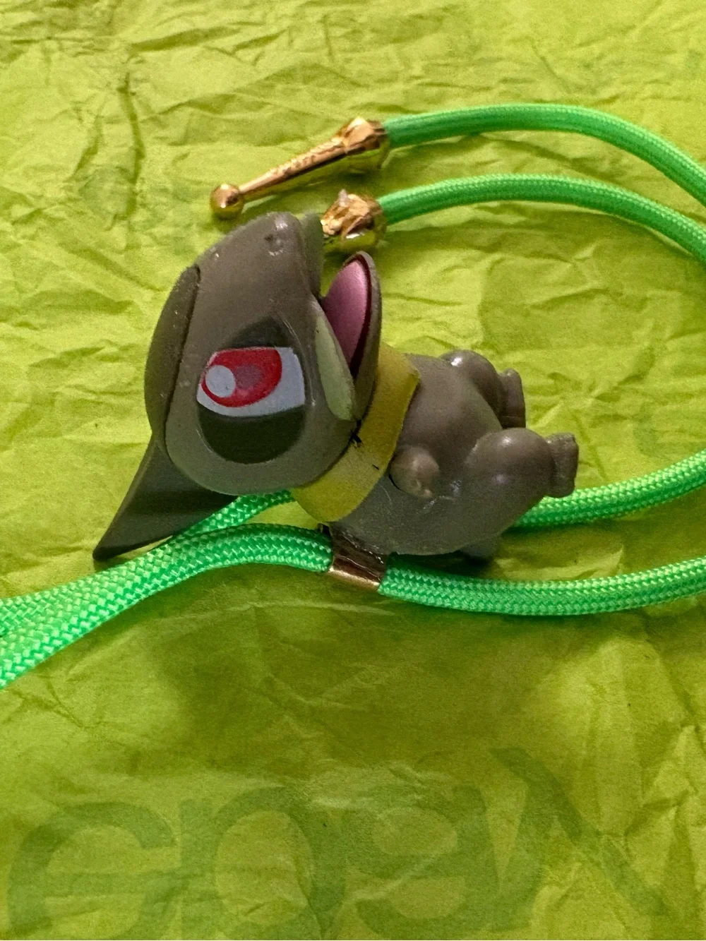 Cute Gray Rabbit Pendant Necklace with Green Cord